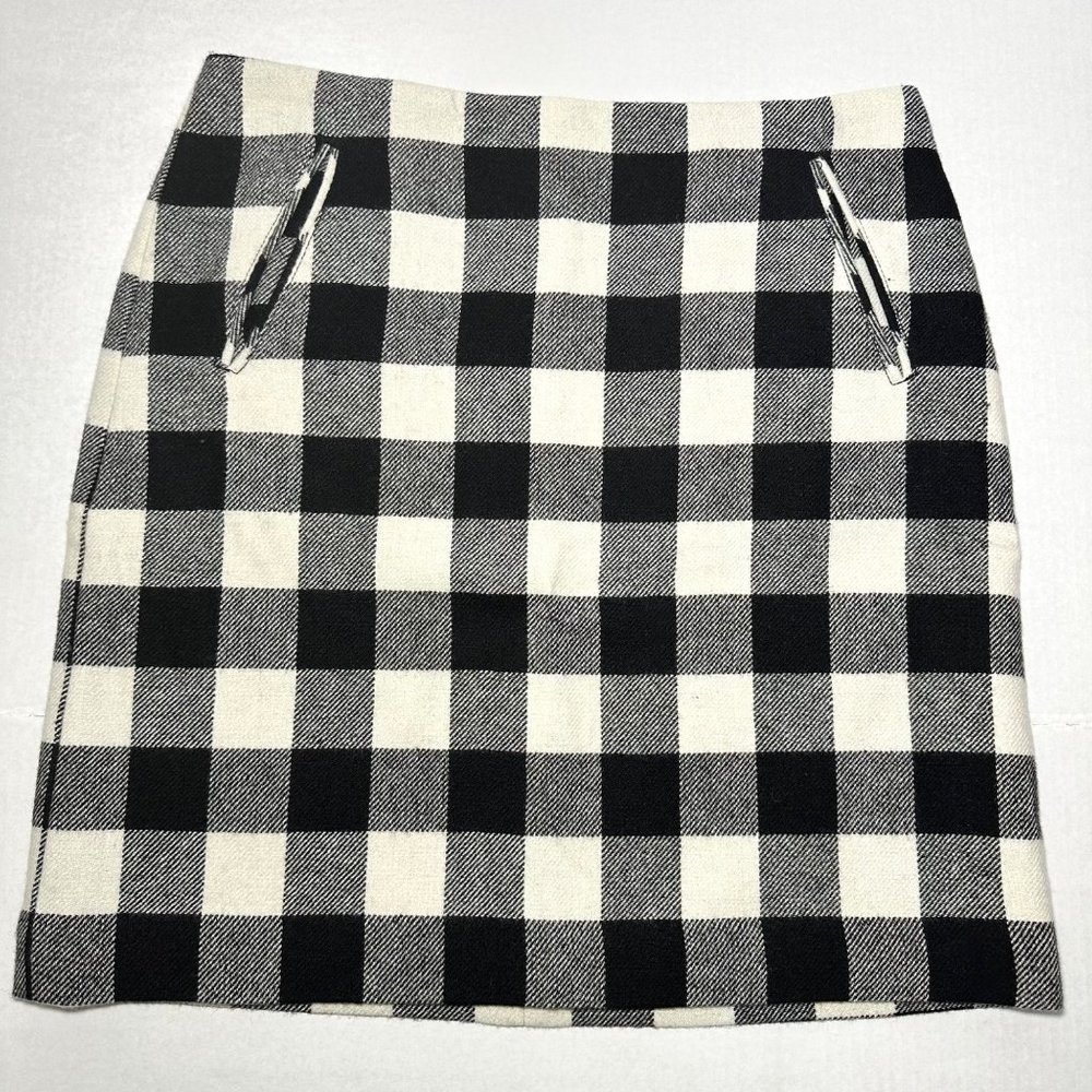 Talbots | Black & White Checkered Pattern A-Line Skirt w/ Pockets | Size 8P